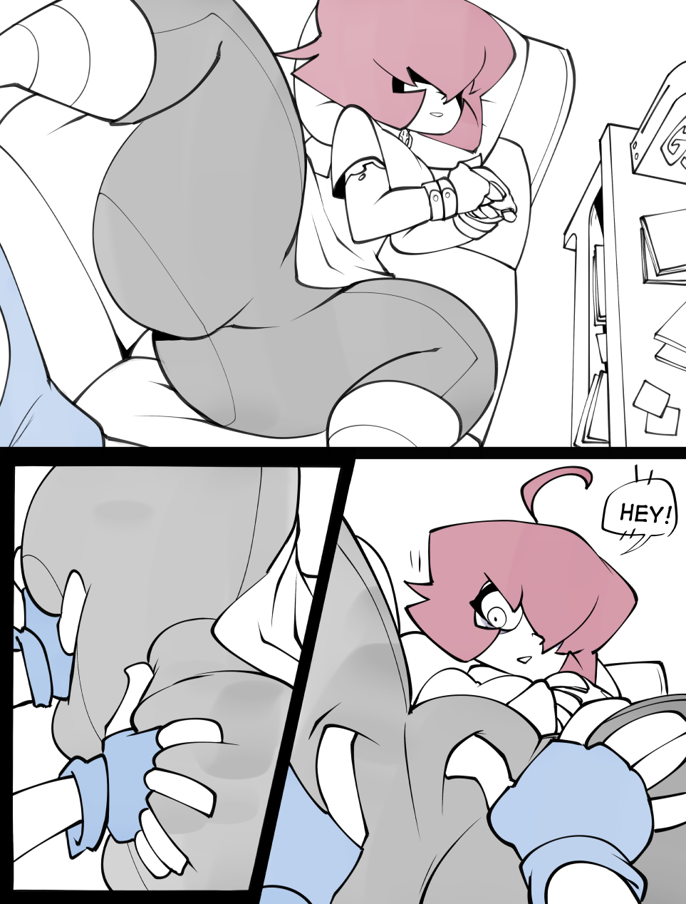 1boy, 1girls, aged up, bigdad, brother, brother and sister, clothing, colored hair, comic, comic page, dib membrane, disembodied hands, electronics, english, english text, female, game console, gaz membrane, human, incest, invader zim, male, nickelodeon, pale skin, sister, straight, television, thicc gaz