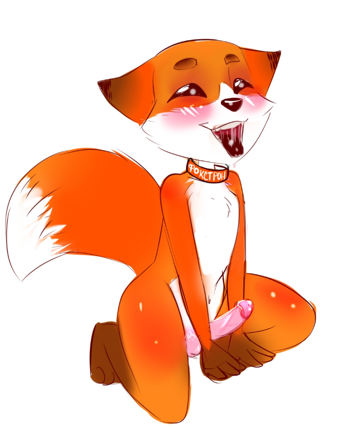 ahe_gao anonymous_artist anthro balls canid canine collar fox foxtrot furry genitals humanoid_genitalia humanoid_penis looking_pleasured male mammal mascot penis russian_text sitting solo text ukrainian_text