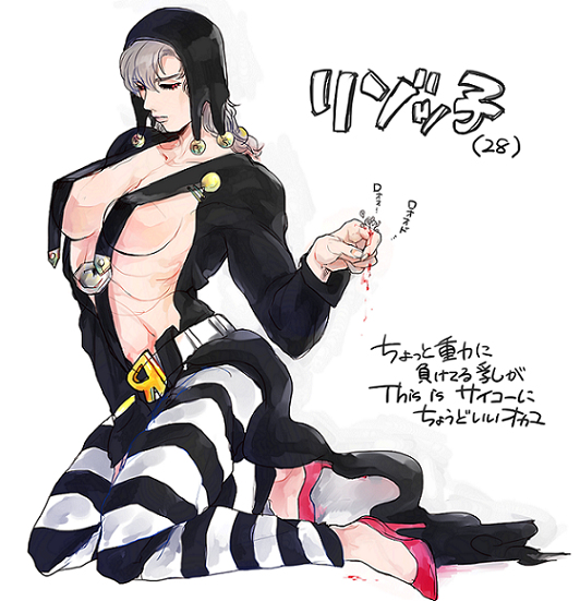 1girls big_breasts black_eyes breasts clothed female female_only high_heels human jojo's_bizarre_adventure metallica_(jjba) red_eyes risotto_nero rule_63 shounen_jump sideboob skimpy solo_female toned toned_female vento_aureo villainess white_hair