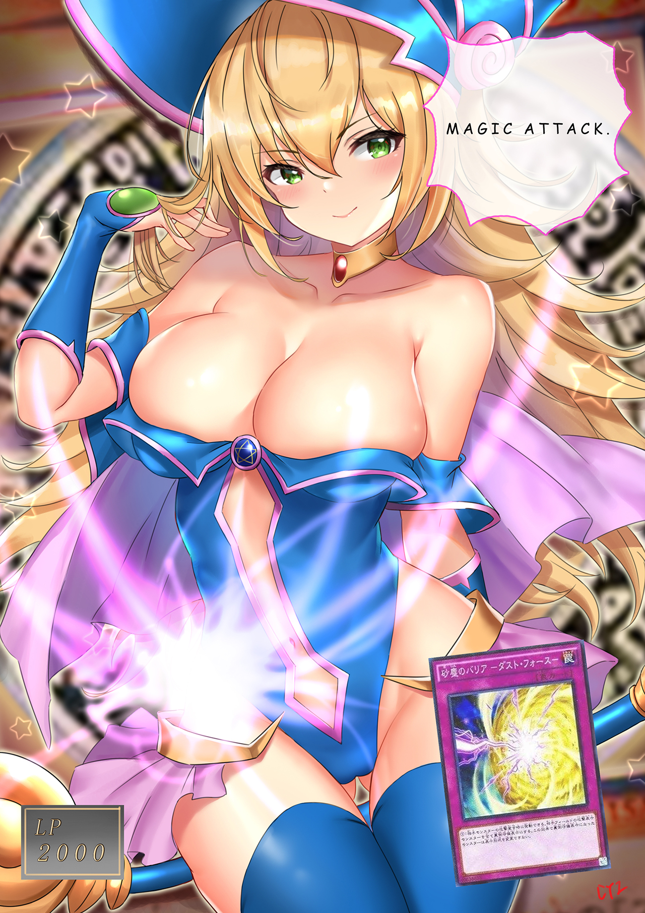 1girls, big breasts, breasts, cyi, cyicheng, dark magician girl, duel monster, female, female focus, female only, long hair, magical girl, shounen jump, tagme, yu-gi-oh!, yu-gi-oh! duel monsters