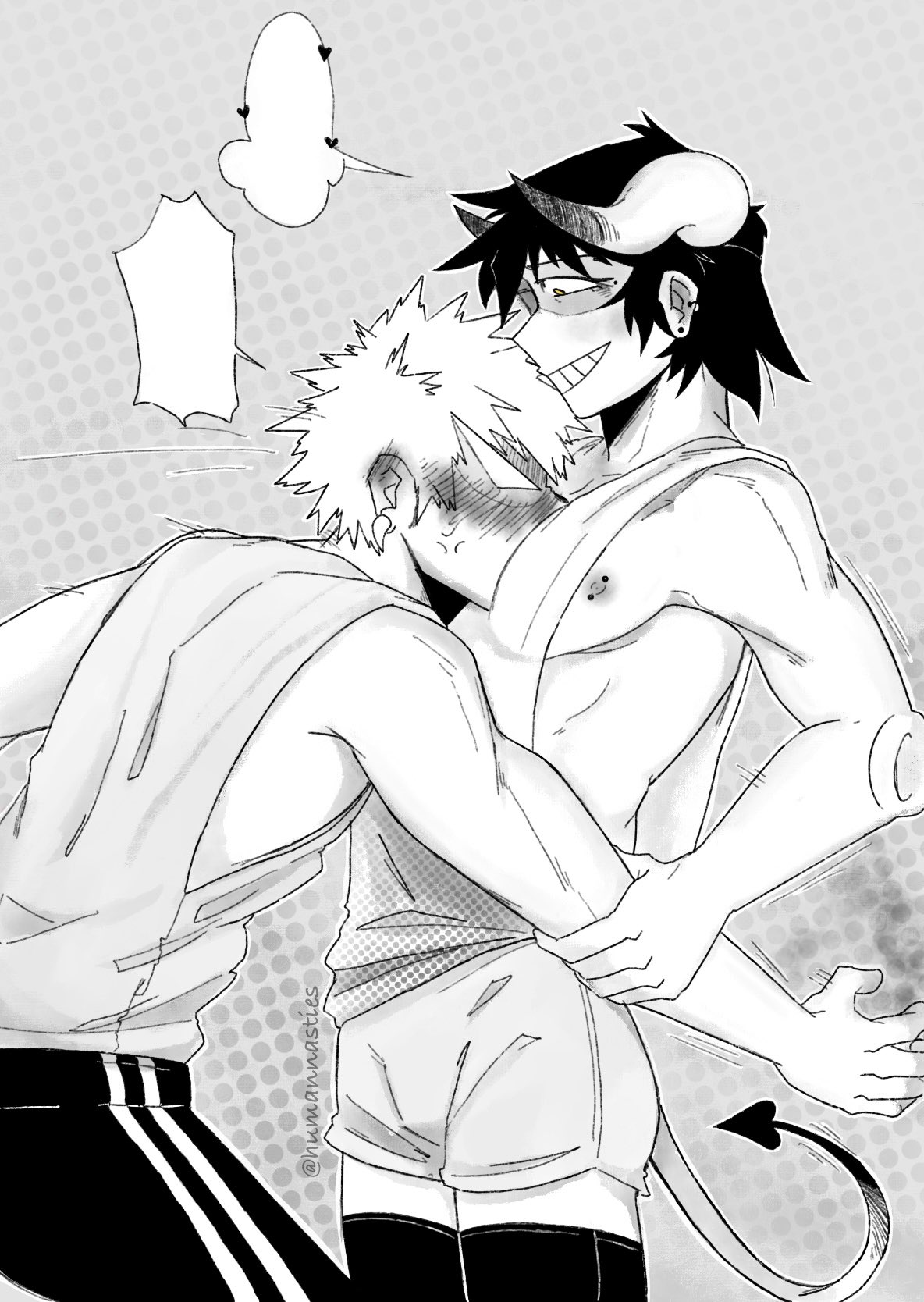 blush chest femboy forced gay hanta_sero humannasties katsuki_bakugou male male/male male_only my_hero_academia pec_worship pecs