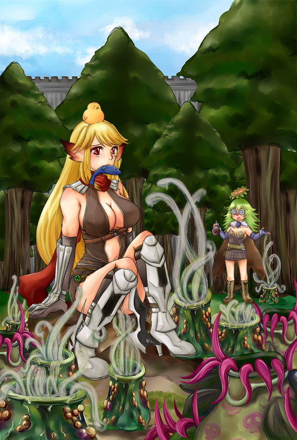 alchemist alchemist_(ragnarok_online) artist_request assassin_cross assassin_cross_(ragnarok_online) blonde_hair female glasses green_hair hydra imminent_sex ragnarok_online red_eyes tentacle