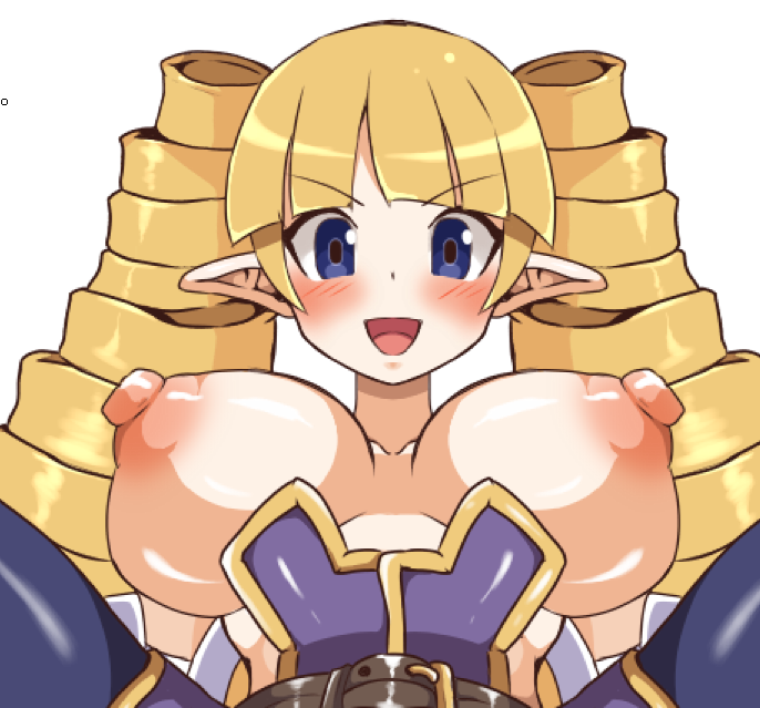 alternate_breast_size archer_(disgaea) areola areolae big_areola big_areolae big_breasts big_nipples bimbo blonde_hair blue_eyes breasts breasts_out disgaea dismania happy huge_areola huge_areolae huge_breasts huge_nipples large_areolae large_breasts large_nipples looking_at_viewer nipples nippon_ichi_software pointy_ears puffy_nipples topless twintails