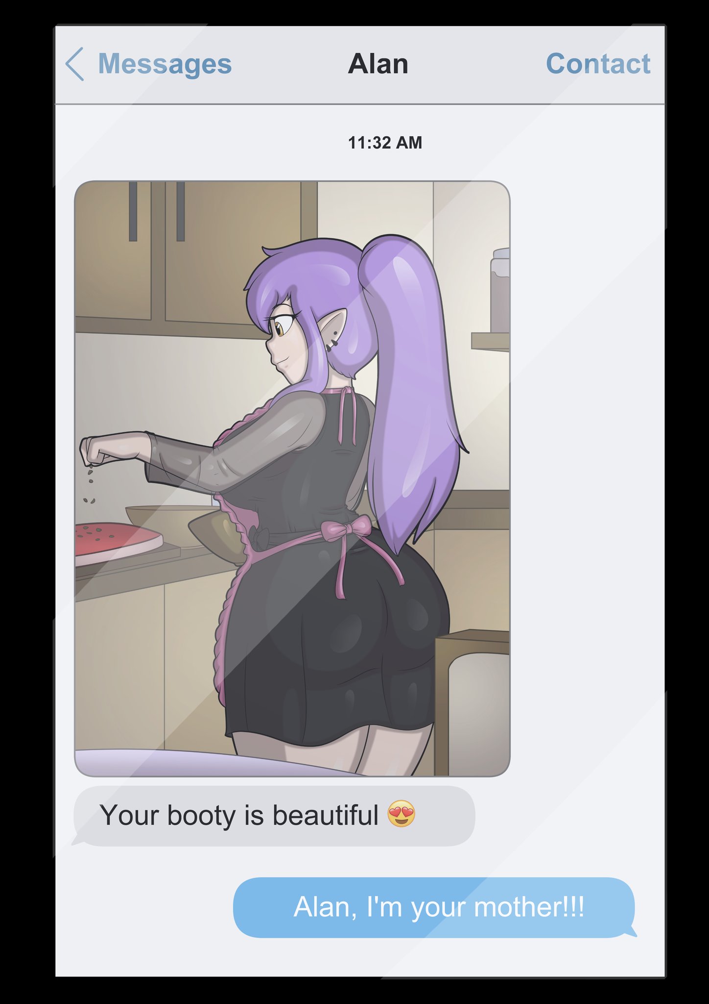 1girls, aged up, amity blight, child bearing hips, clothed, curvy, disney, disney channel, doc.b, english text, female, female only, mature, meme, milf, phone, purple hair, solo, tagme, text, text message, the owl house, wide hips