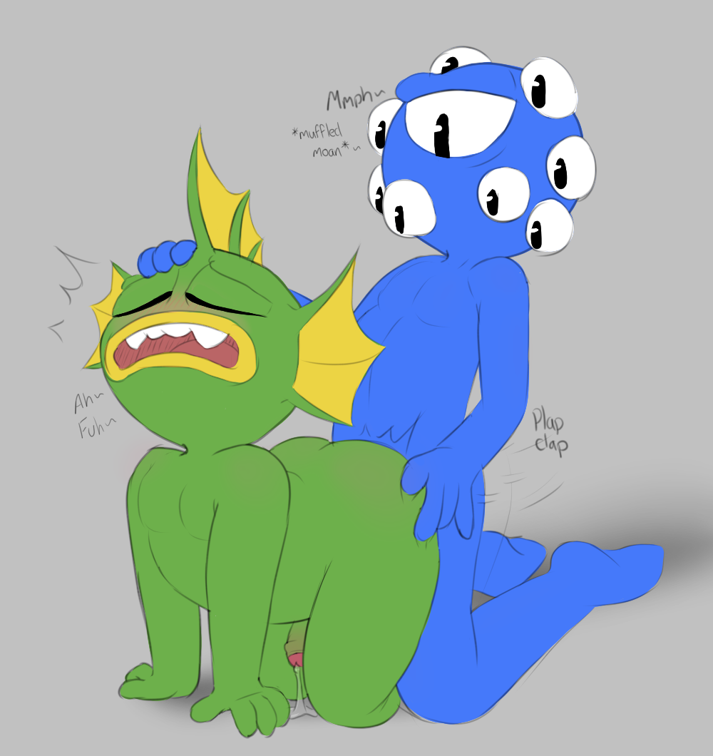 2boys ahe_gao blue_skin blush chunknudies doggy_style eyes eyes_(nuclear_throne) fin fish fish_(nuclear_throne) foreskin gay gay_domination green_skin hand_on_ass hand_on_head looking_down nuclear_throne on_all_fours on_knees plap precum precum_drip tagme