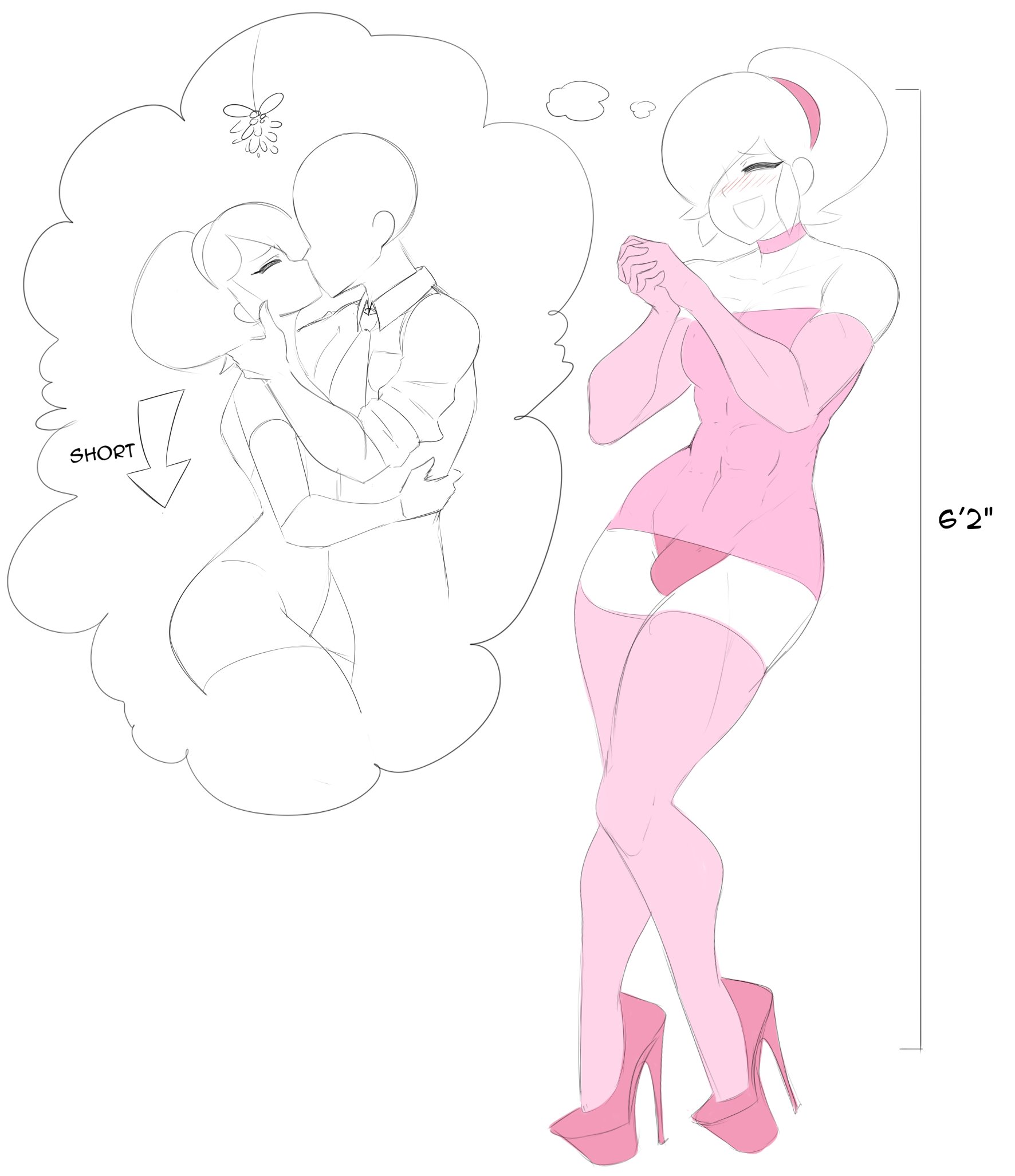 2boys, anime nose, bald, blush, bulge, colored, crossdressing, faceless male, femboy, friday (sealguy), gay, girly, headband, heels, high heels, human, humanoid, male, male only, mistletoe, muscular, muscular femboy, opera gloves, original, panties, platform heels, rounded leaves, sealguy, stiletto heels, thighhighs, thighs, very high heels, yaoi