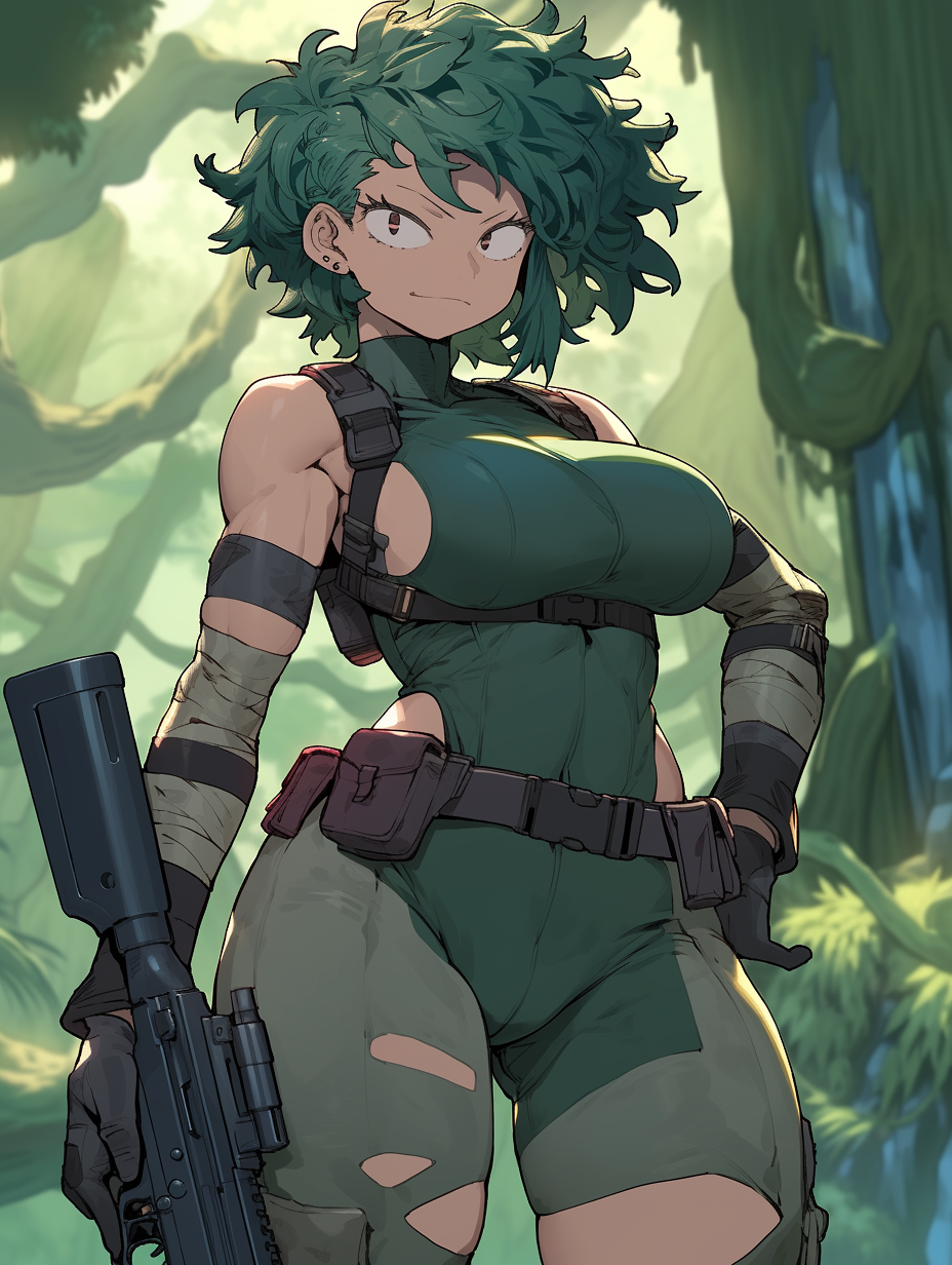 1girls age_progression aged_up ai_generated alternate_universe back back_view big_breasts bimbo blush boku_no_hero_academia curly_hair curvaceous curvy female_deku gender_transformation genderswap_(mtf) green_eyes green_hair gun heavy_makeup hi_res izuku_midoriya krystalizedart large_breasts makeup midoriya_izuku my_hero_academia party pinup rule_63 shiny_skin short_skirt sideboob simple_background smirk solo solo_female solo_focus tight_clothing tight_fit transformation upper_body white_background