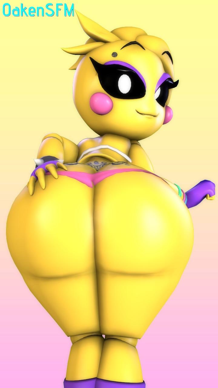 3d, animatronic, ass, big ass, big butt, bottom heavy, bubble ass, bubble butt, fat ass, female, female only, five nights at freddy's, five nights at freddy's 2, hand on ass, huge ass, large ass, looking at viewer, looking back, oakensfm, sfm, solo, thick ass, thick thighs, thong, toy chica (eroticphobia), toy chica (fnaf), tramp stamp, wide hips, woodworksfm, yellow body