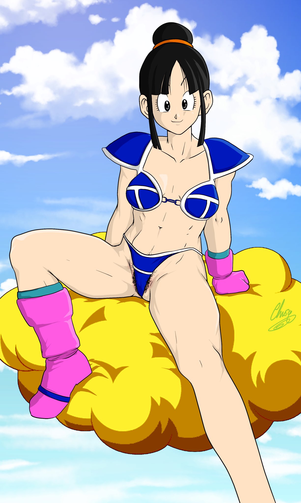 bikini boots chichi dragon_ball paldrons pubic_hair_peek reclining tagme undrsydr