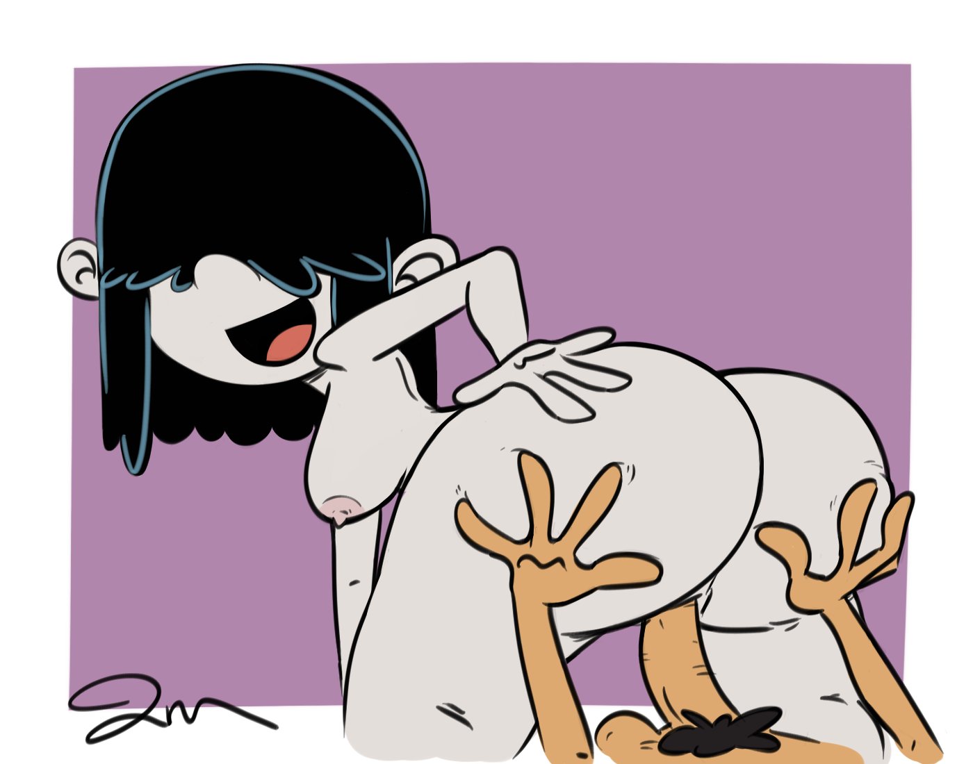 1boy, 1girls, ass, dark skin, dark-skinned male, female, grey skin, huge ass, jose-miranda, lucy loud, male, pale skin, sex, straight, straight hair, tagme, the loud house, unseen male face