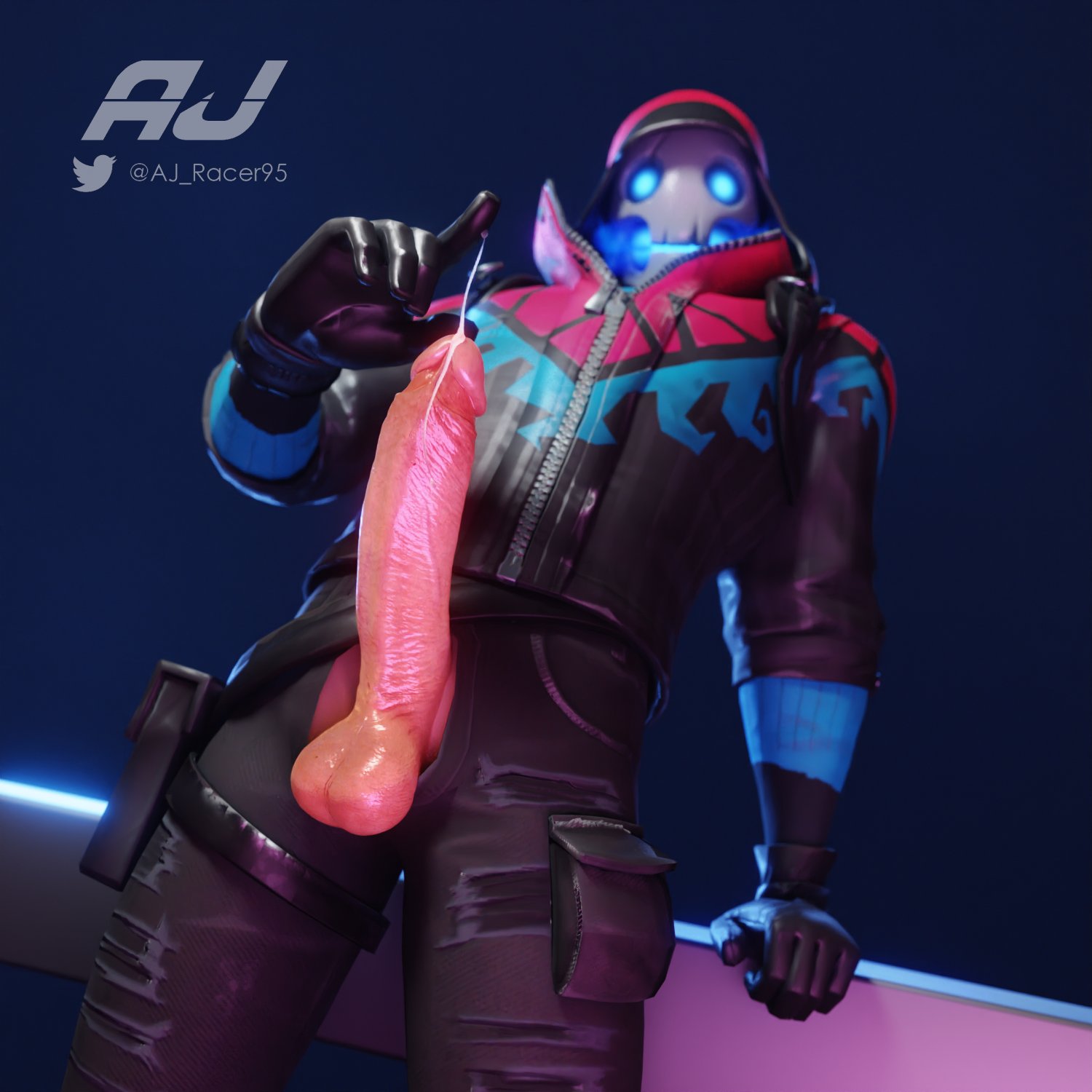 1boy, 3d, aj racer95, bonehead, bonehead (fortnite), fortnite, gloves, hood, hood up, hooded, hooded male, jacket, large penis, leather jacket, male, male only, penis, precum, precum string, skeleton, skull head, tagme, zipper, zipper down
