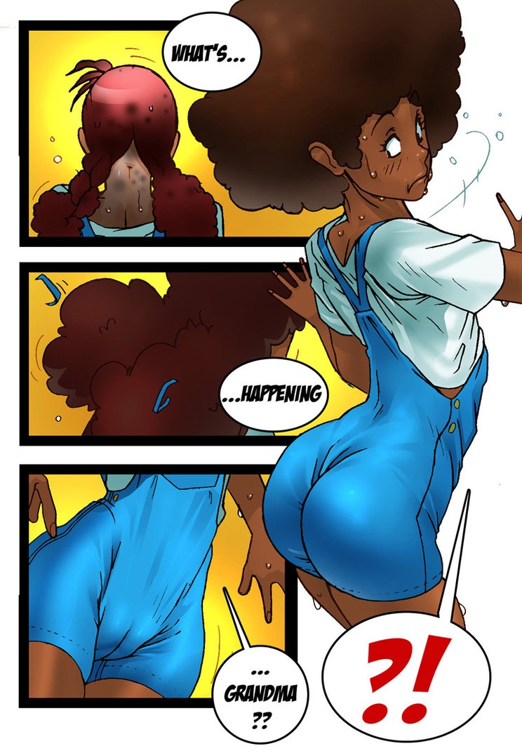 3girls, age difference, age progression, bimbo, bimbofication, blackification, breast expansion, breast growth, breast growth (enlargement), breasts, comic, dark skin, dark-skinned female, ebonization, english text, female, female only, maxmam, maxman, multiple females, multiple girls, older female, original, original character, race swap, text, younger female