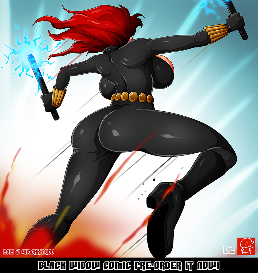 1girls, ass, avengers, back view, big breasts, black widow (marvel), breasts, bursting breasts, cleavage, cleavage cutout, colored, english text, female, gloves, hair, hourglass figure, huge breasts, large breasts, legs, marvel, marvel comics, natasha romanoff, page 2, red hair, scarlett johansson, spy, thick legs, thick thighs, thighs, voluptuous, waist, watermark, wide hips, witchking00