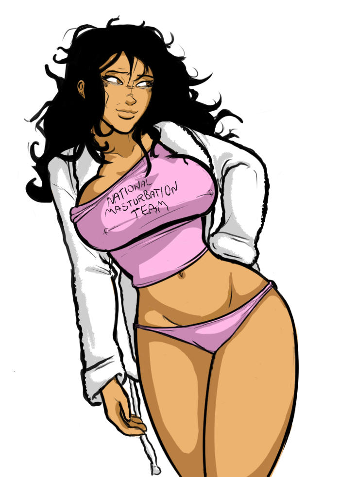 bags_under_eyes bathrobe black_hair justine_(subnormality) open_robe panties pink_shirt pink_underwear subnormality tdweebt text_on_clothing