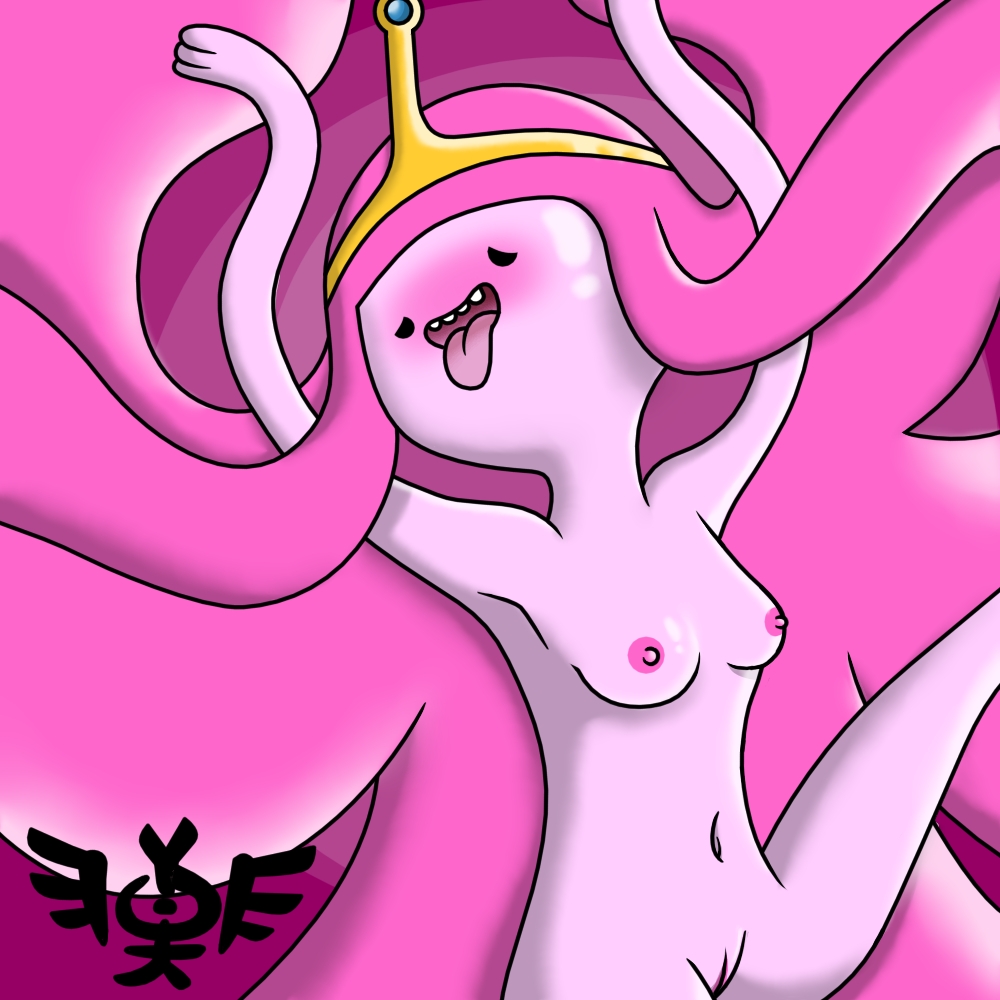 adventure_time ahe_gao ahe_gao blush breasts cartoon_network enjoying female hair happy humanoid_genitalia nipples pink_hair pink_nipples pink_skin pleasure_face princess_bubblegum y0l0th3m4n