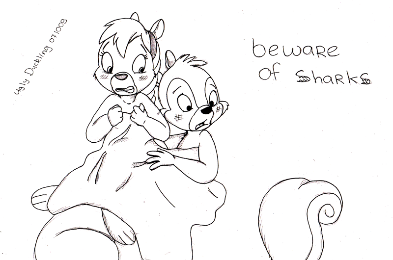 bink_squirrel chip chip_'n_dale_rescue_rangers disney greyscale monochrome tammy_squirrel ugly_duckling