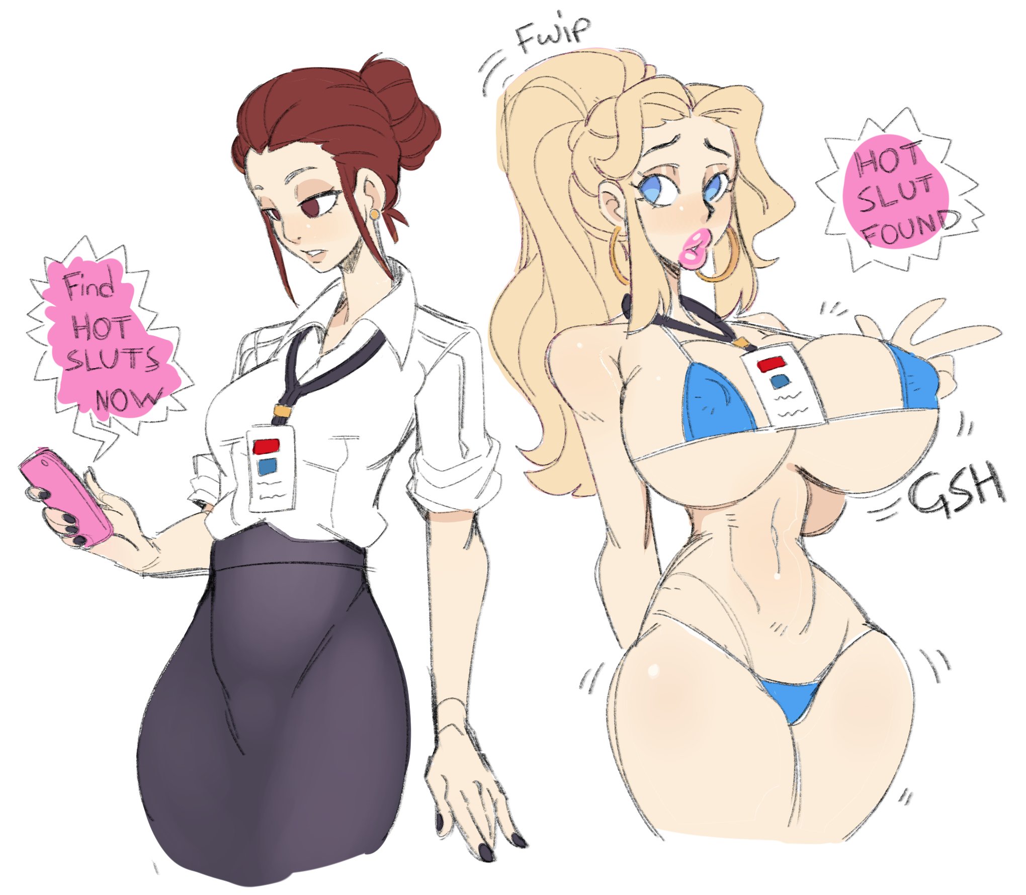 bimbo, bimbofication, bimbophi, blonde hair, blue eyes, breast expansion, breast growth, breast growth (enlargement), breasts, brown eyes, brown hair, female, tagme, transformation
