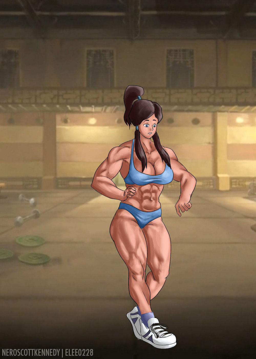 1girls artist_name avatar_legends elee0228 female korra large_breasts muscular muscular_female neroscottkennedy solo solo_female straight_hair swimsuit the_avatar the_legend_of_korra water_tribe