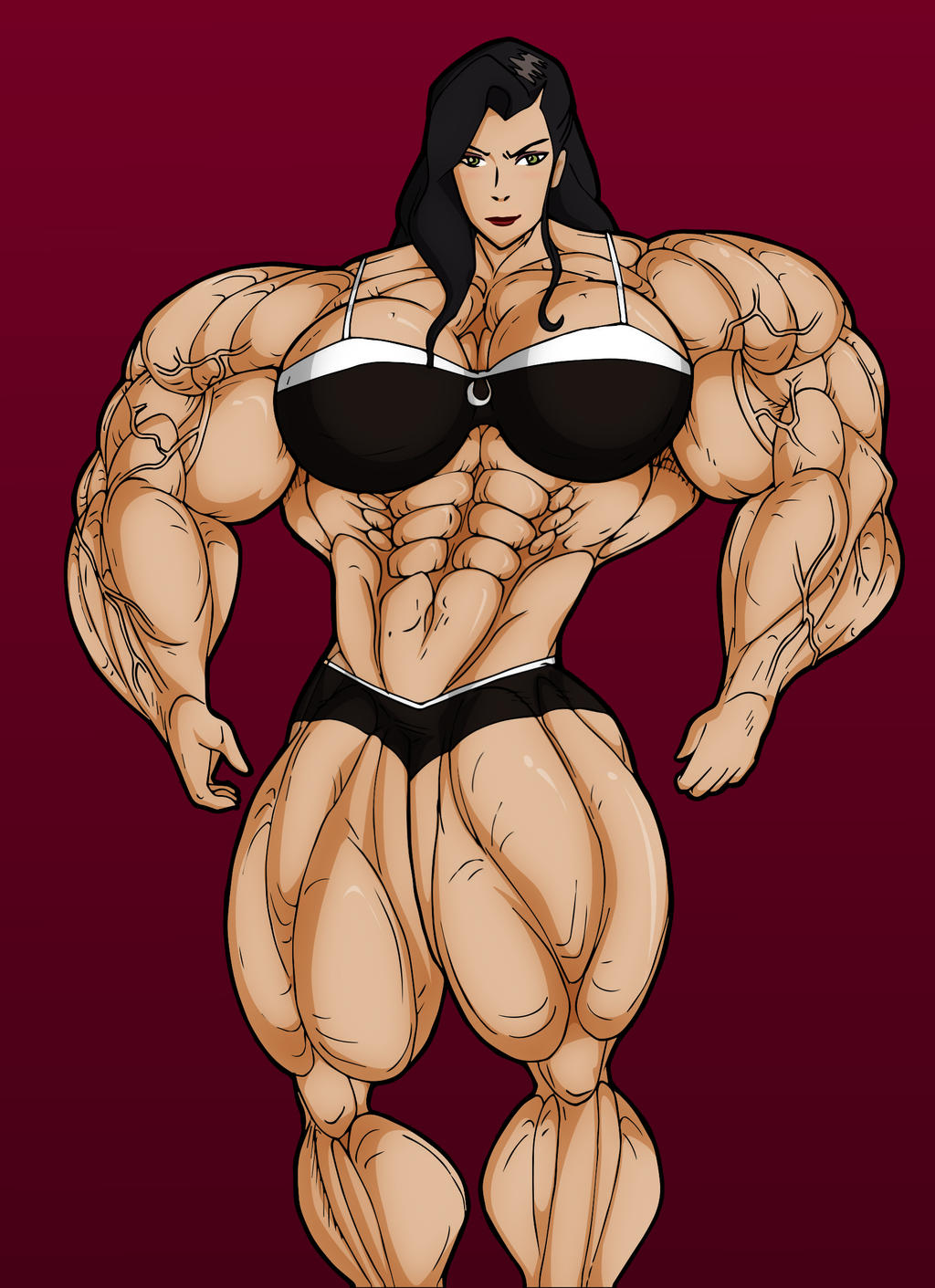 asami_sato avatar_the_last_airbender hyper hyper_muscles large_breasts muscular muscular_female rssam000 smooth_skin swimsuit the_legend_of_korra