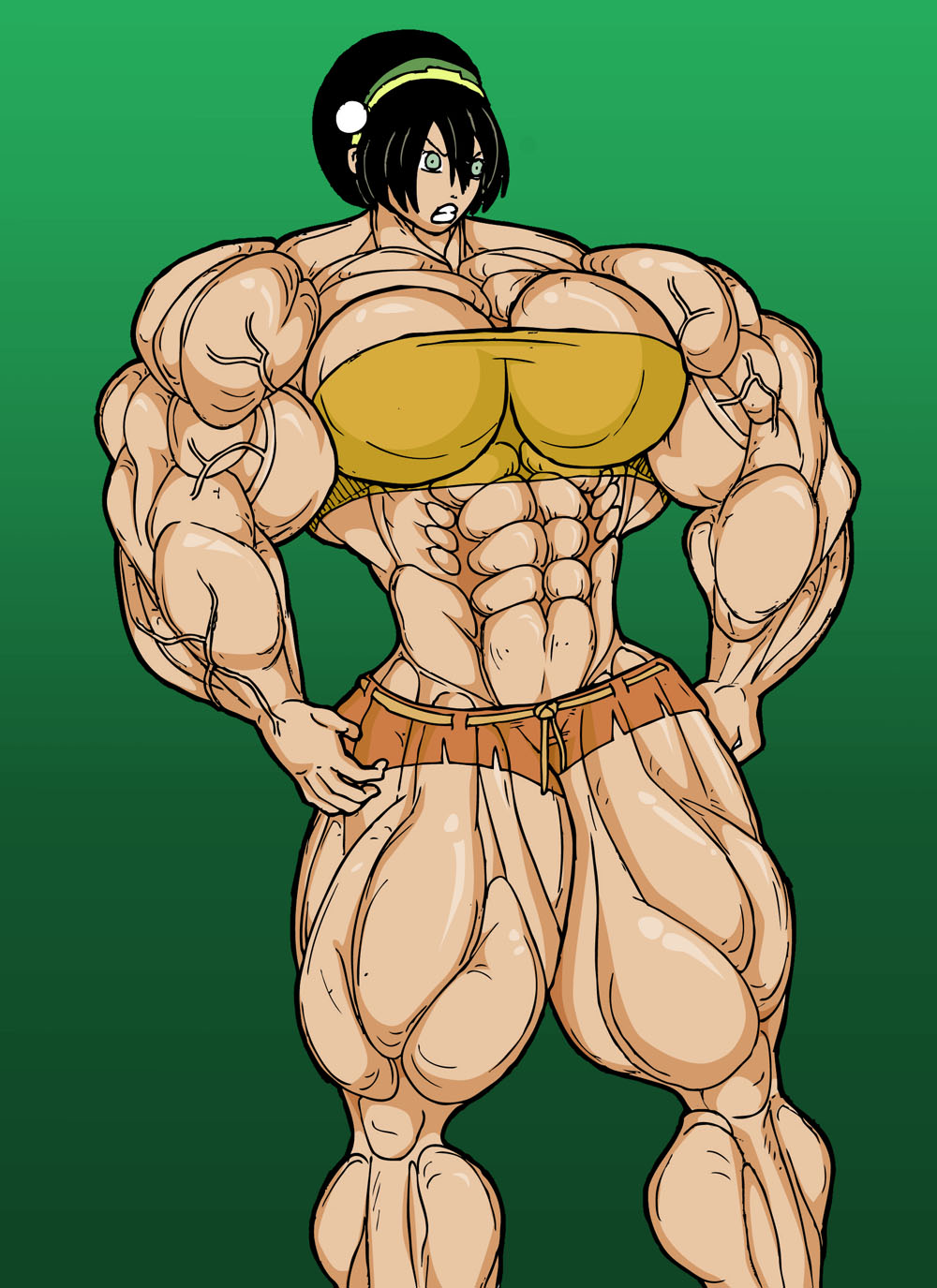 avatar_the_last_airbender hyper_muscles large_breasts muscular muscular_female rssam000 swimsuit tagme toph_bei_fong