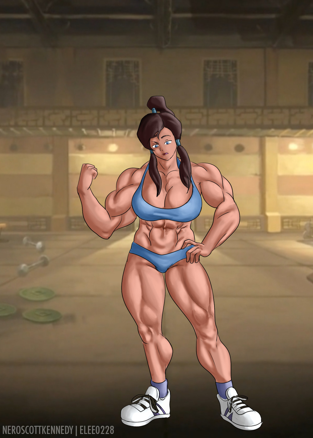 1girls artist_name avatar_legends elee0228 female korra large_breasts muscular muscular_female neroscottkennedy solo solo_female straight_hair swimsuit the_avatar the_legend_of_korra water_tribe