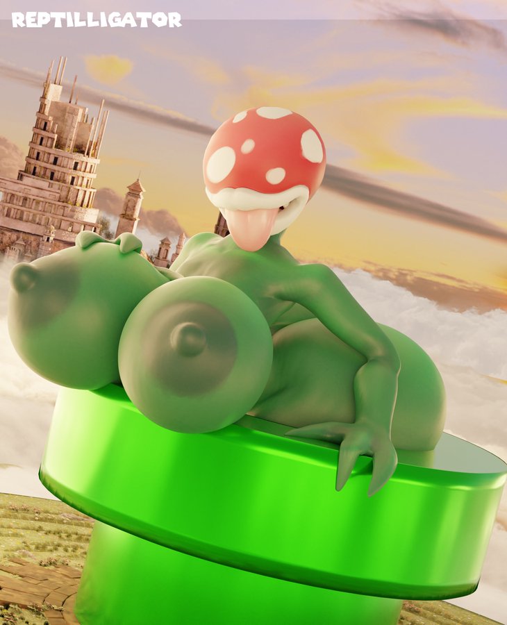 1girls 2020 3d akkoarcade anthro background big_ass big_breasts breasts clouds erect_nipples female female_only hand_on_breast hourglass_figure mario_(series) nipples no_eyes open_mouth outdoors piranha_plant plant pokadots reptilligator sky solo super_smash_bros. teeth three_fingers tongue tongue_out warp_pipe watermark