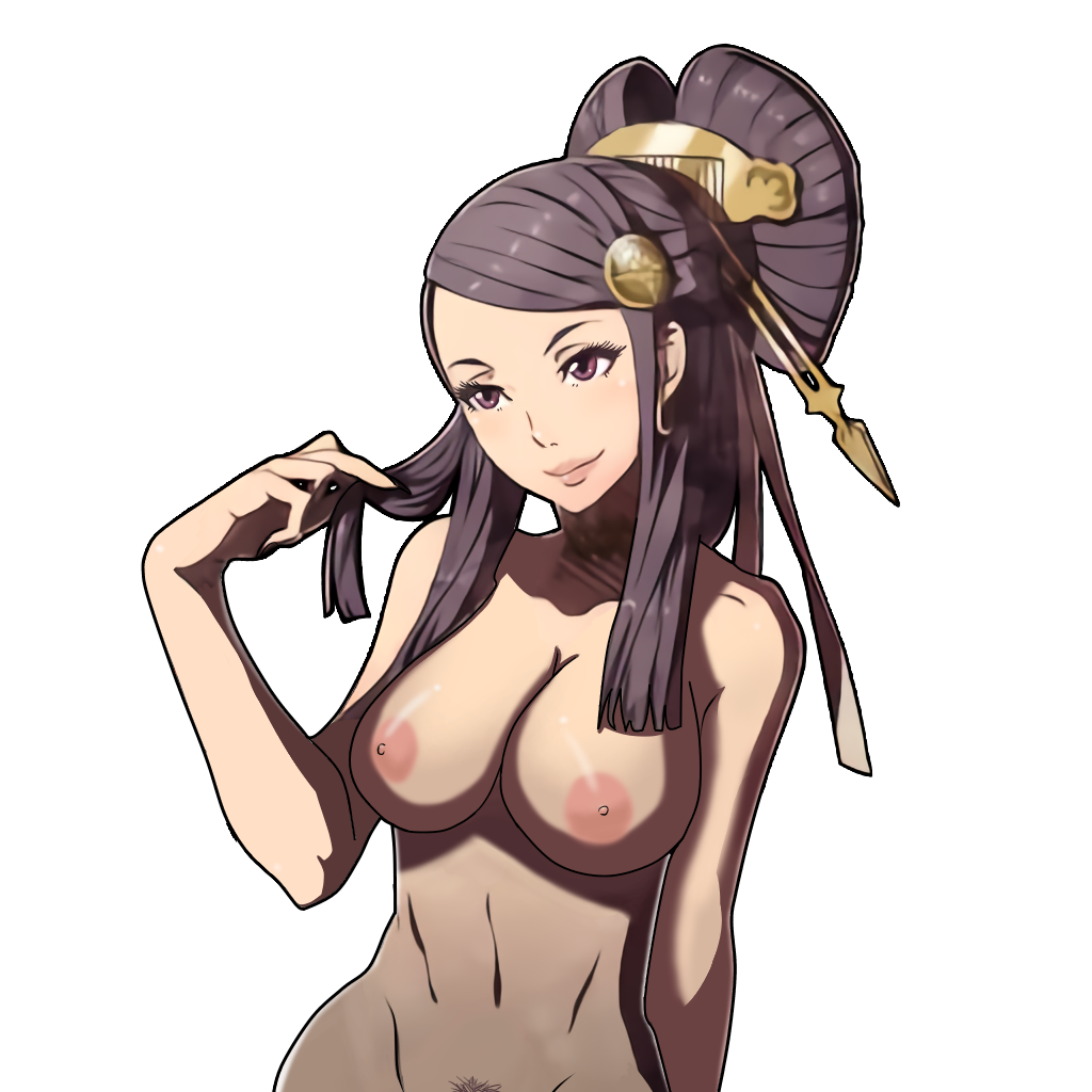 1girls big_breasts completely_nude edit female_pubic_hair fire_emblem fire_emblem_fates hair_ornament lips nintendo nipples nude nude_edit nude_female nude_filter orochi_(fire_emblem) playing_with_hair playing_with_own_hair pubic_hair purple_eyes purple_hair samuraijam34 solo solo_female