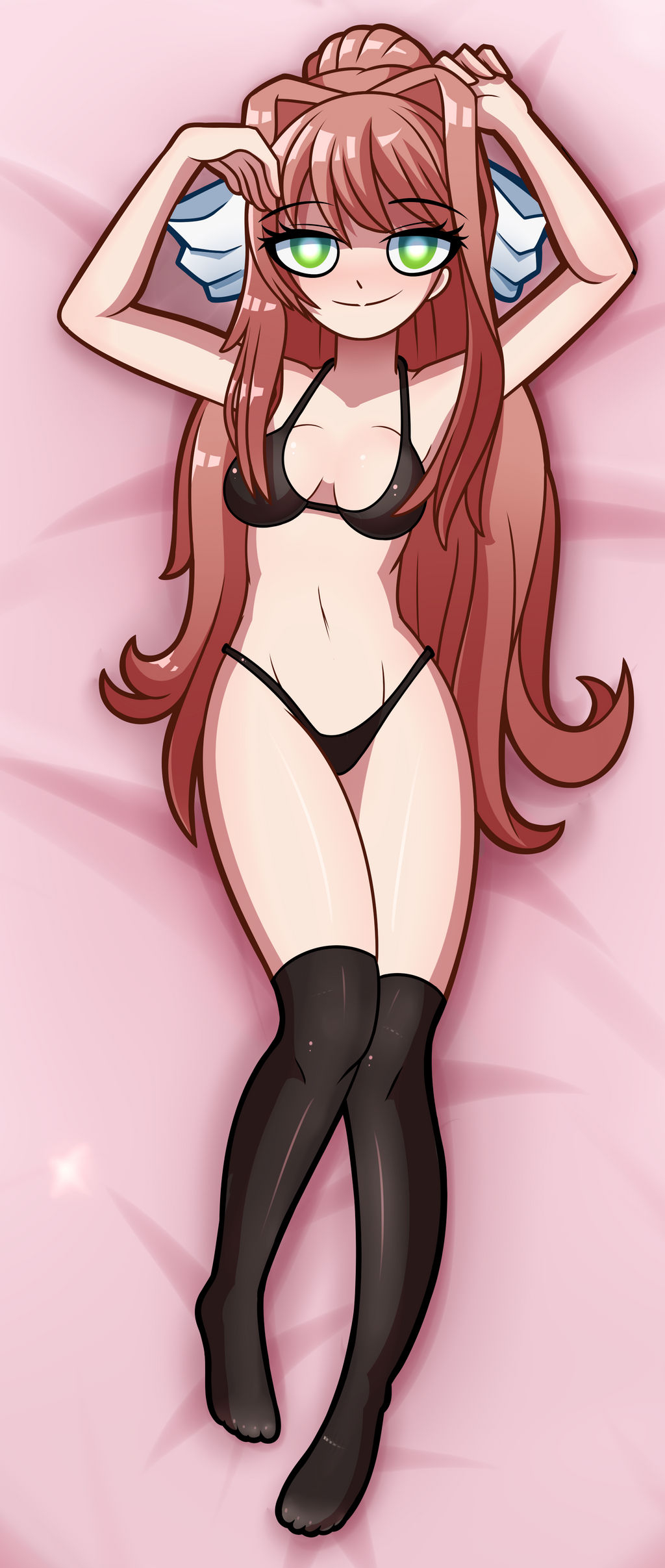 doki doki literature club, female, green eyes, lingerie, mit-boy, monika (doki doki literature club), tagme