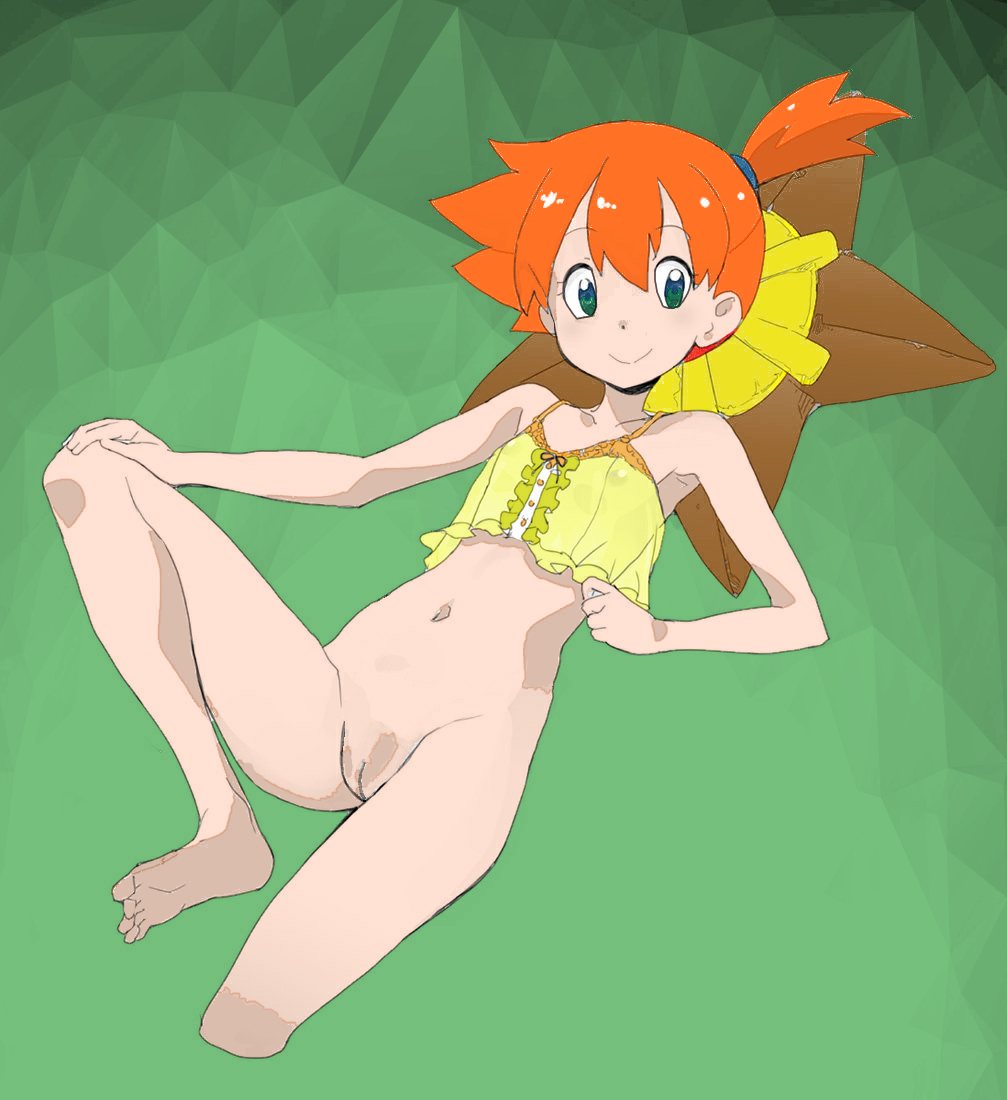 1girls artist_request bottomless bottomless_female female female_only kasumi_(pokemon) krimreaper misty_(pokemon) no_panties orange_hair pokemon pokemon_(species) recolor solo