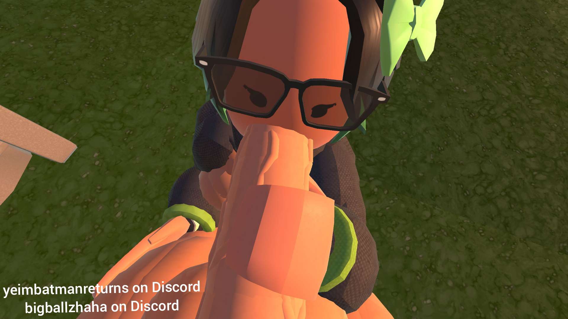 balls bj black_hair blowjob cock dick female glasses penis rec_room rec_room_avatar recroom recroom-nsfw self_upload toony