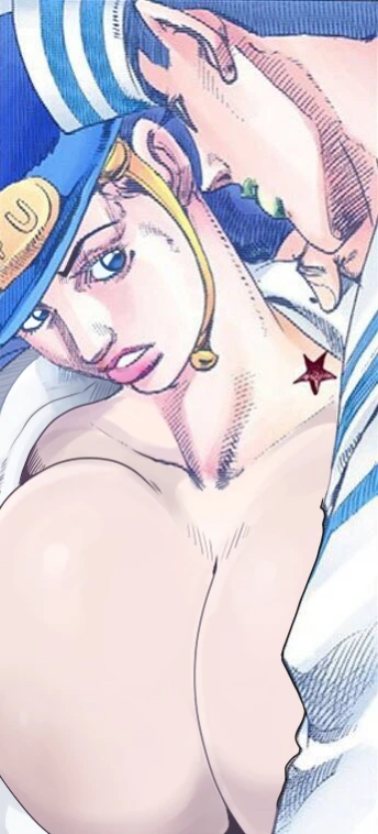 1boy 1girls black_hair blue_eyes breasts cleavage detnox edit female grabbing_shirt green_lipstick hat hirohiko_araki human implied_incest joestar_birthmark jojo's_bizarre_adventure jojolion josuke_higashikata_(jojolion) kei_nijimura large_breasts light-skinned_female light_skin long_hair maid_uniform pink_lipstick sailor_hat shounen_jump third-party_edit