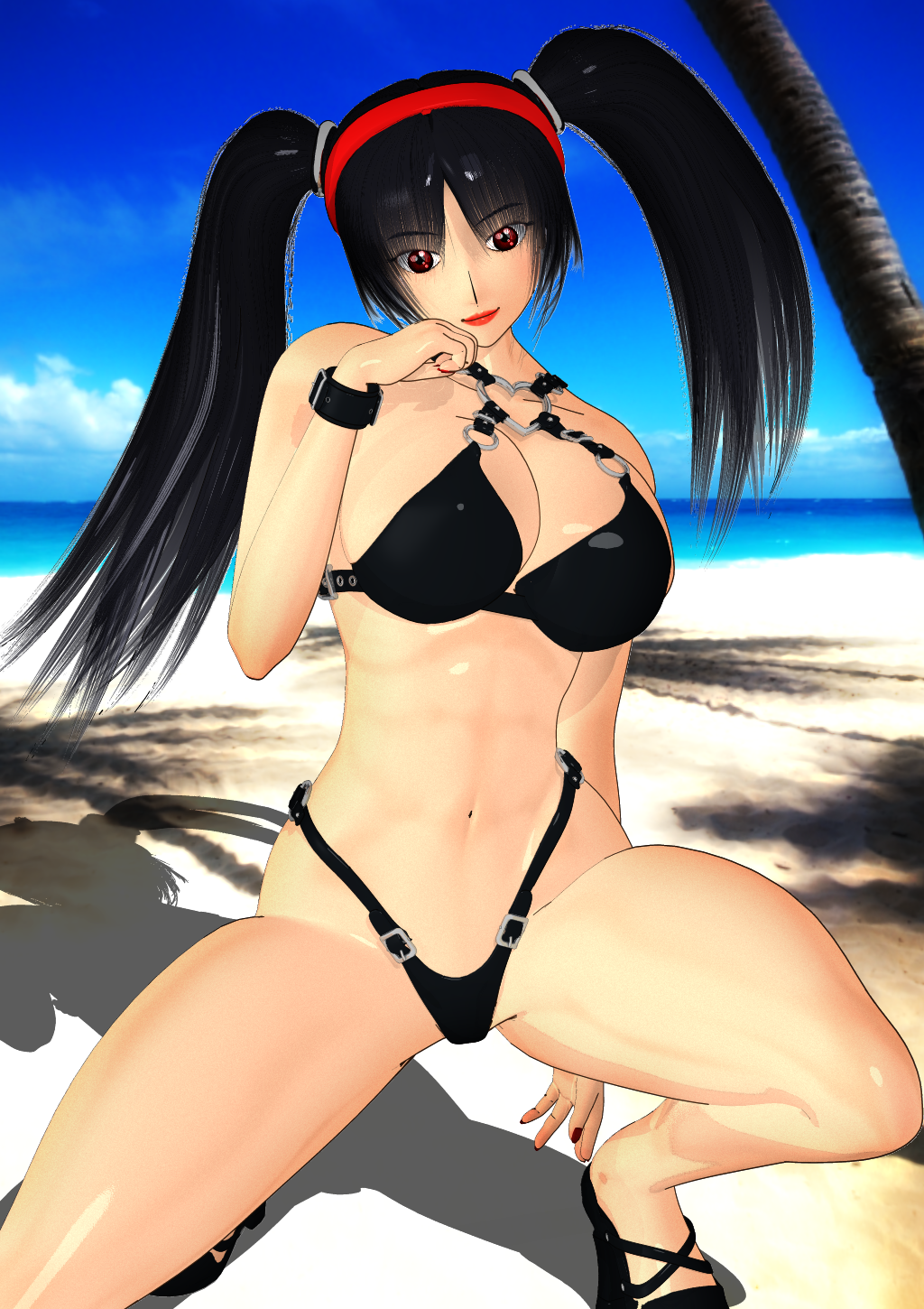 1girls 3d bikini black_hair breasts cleavage fighting_vipers honey_(fighting_vipers) sega swimsuit twintails