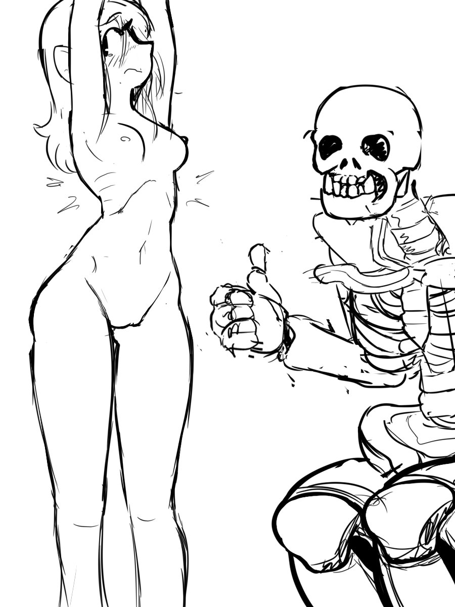 blush elf humor naked skeleton sketch skinny small_breasts turch