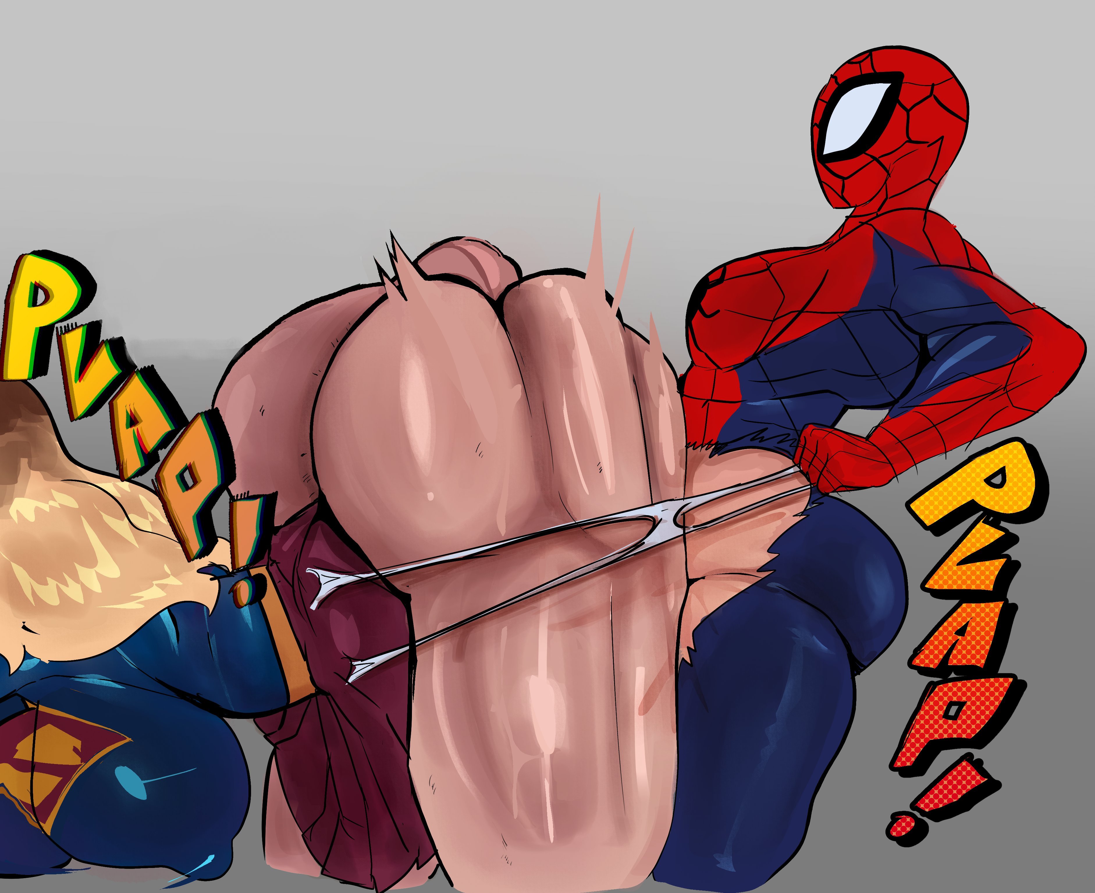 2d (artwork), alternate ass size, alternate body type, ambiguous penetration, big ass, big breasts, crossover, dc, dc comics, huge ass, lemonadepikachu, marvel, marvel comics, onomatopoeia, phat ass, plap, plapping big butt, recoil butt, sex, spider-man, straight sex, supergirl, supergirl (dcu), superheroine, superman (series), waves on ass