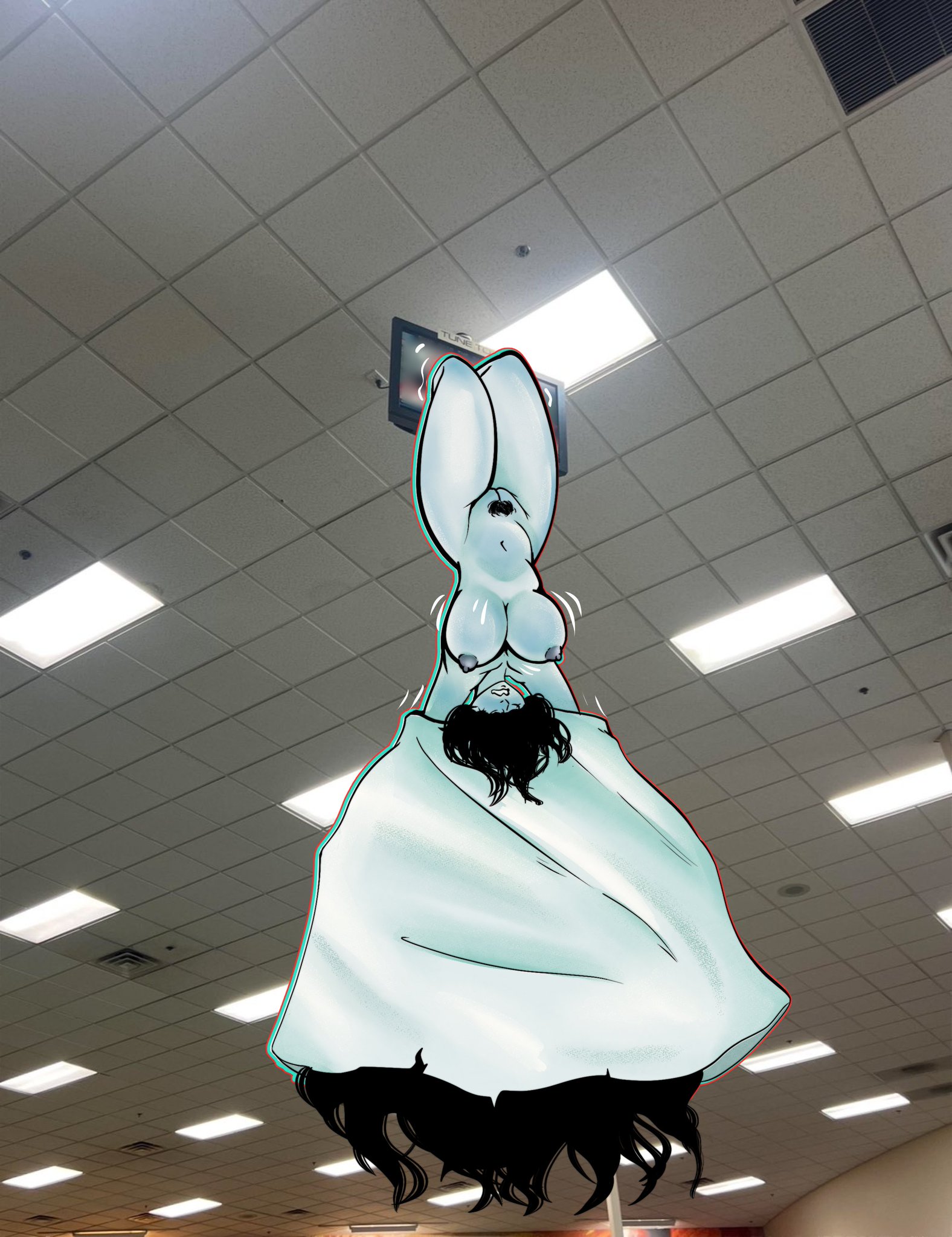 breasts, dress, embarrassed, embarrassed nude female, enf, female, female focus, no panties, nude, pussy, tagme, the ring, the tv that the ring girl would break her neck from, upside-down, wardrobe malfunction, yamamura sadako, yolustofall