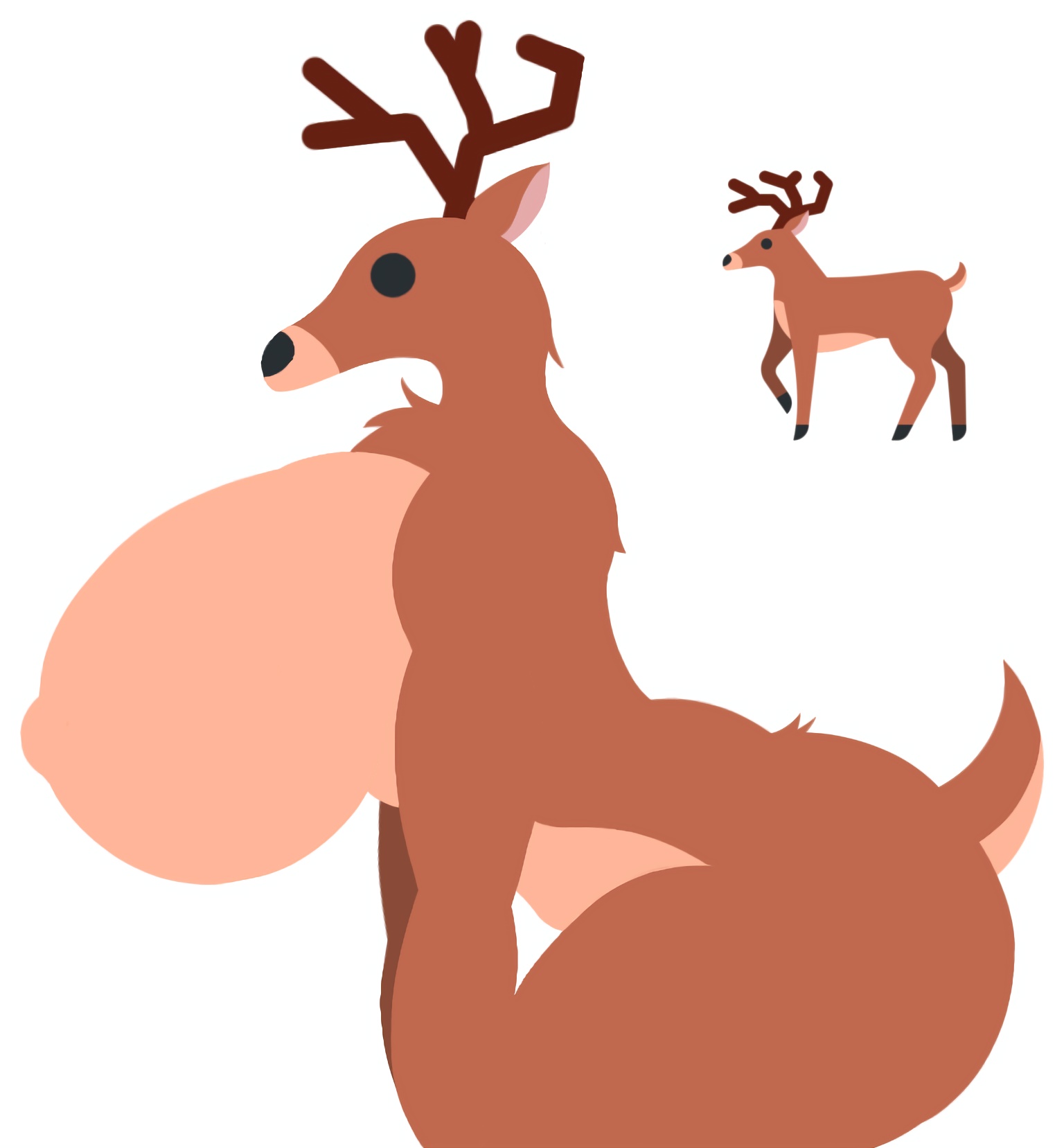anthrofied, antlers, ass, big ass, big breasts, black eyes, breasts, deer, emoji, emoji (race), female, furry, huge ass, huge breasts, huge butt, lineless, thin waist