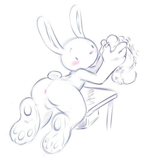 2boys anthro ass big_ears blush duo erection fur furry genitals jellycakeslice lagomorph male male/male mammal max_(sam_and_max) nude pawpads paws penis rabbit sam_and_max