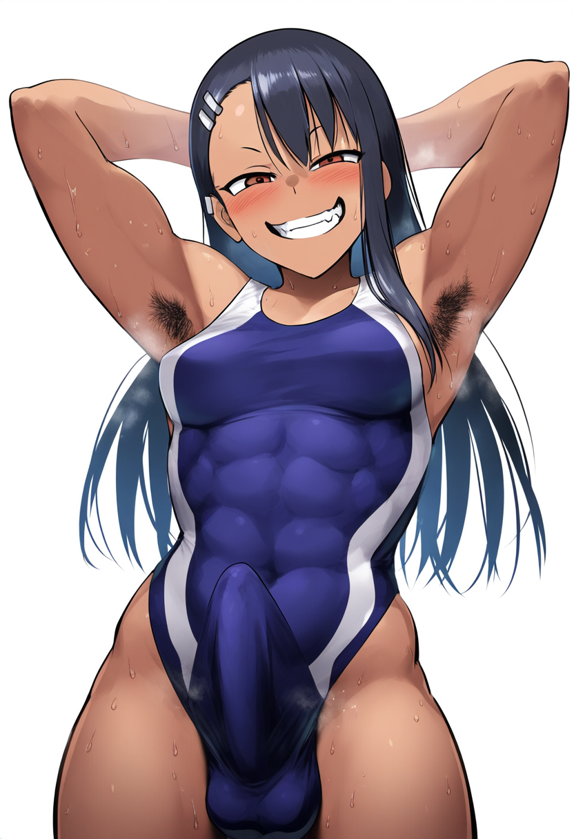 1futa 2d abs ai_generated armpit_fetish armpit_hair armpits arms_above_head arms_up balls balls_under_clothes bicep biceps big_penis black_hair breasts bulge bulge_through_clothing color earrings erection erection_under_clothes erection_under_clothing erection_under_girls_one-piece_swimsuit erection_under_girls_swimsuit erection_under_one-piece_swimsuit erection_under_swimsuit erection_under_swimwear futa_only futadom futanari gloopai grin hairy_armpits hayase_nagatoro laugh laughing looking_at_viewer nai_diffusion one-piece_swimsuit penis please_don't_bully_me,_nagatoro precum precum_drip precum_through_clothing presenting smell smirk smug smug_face smug_grin solo solo_focus solo_futa steam steaming_body steamy sweat sweatdrop sweating swimsuit tan tan_body tan_skin tanned tenting testicle_bulge testicles thighs towel