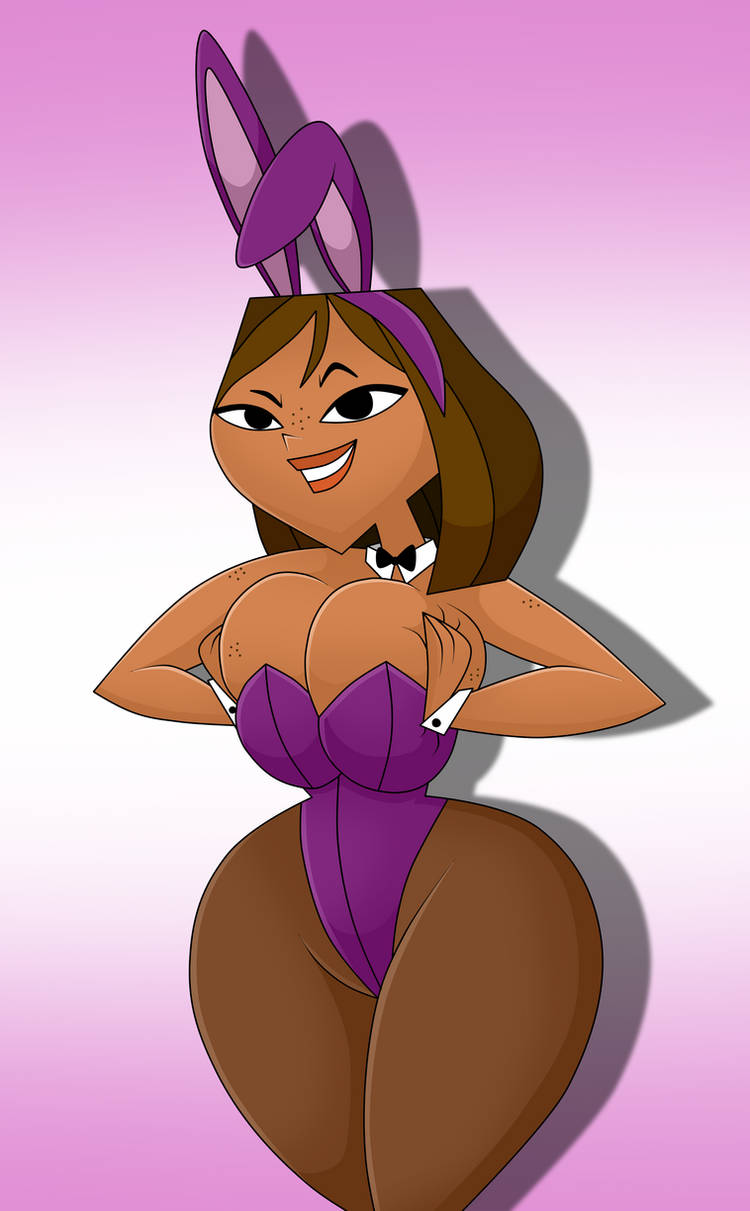1girls, big breasts, breasts, bunnysuit, courtney (tdi), dark skin, dark-skinned female, fake animal ears, fake rabbit ears, female, female only, freckles, hourglass figure, huge breasts, large breasts, leotard, playboy bunny, solo, squeezing breasts together, strapless leotard, teasing, teasing viewer, thick thighs, total drama (series), total drama island, unknown artist, voluptuous, voluptuous female, wide hips