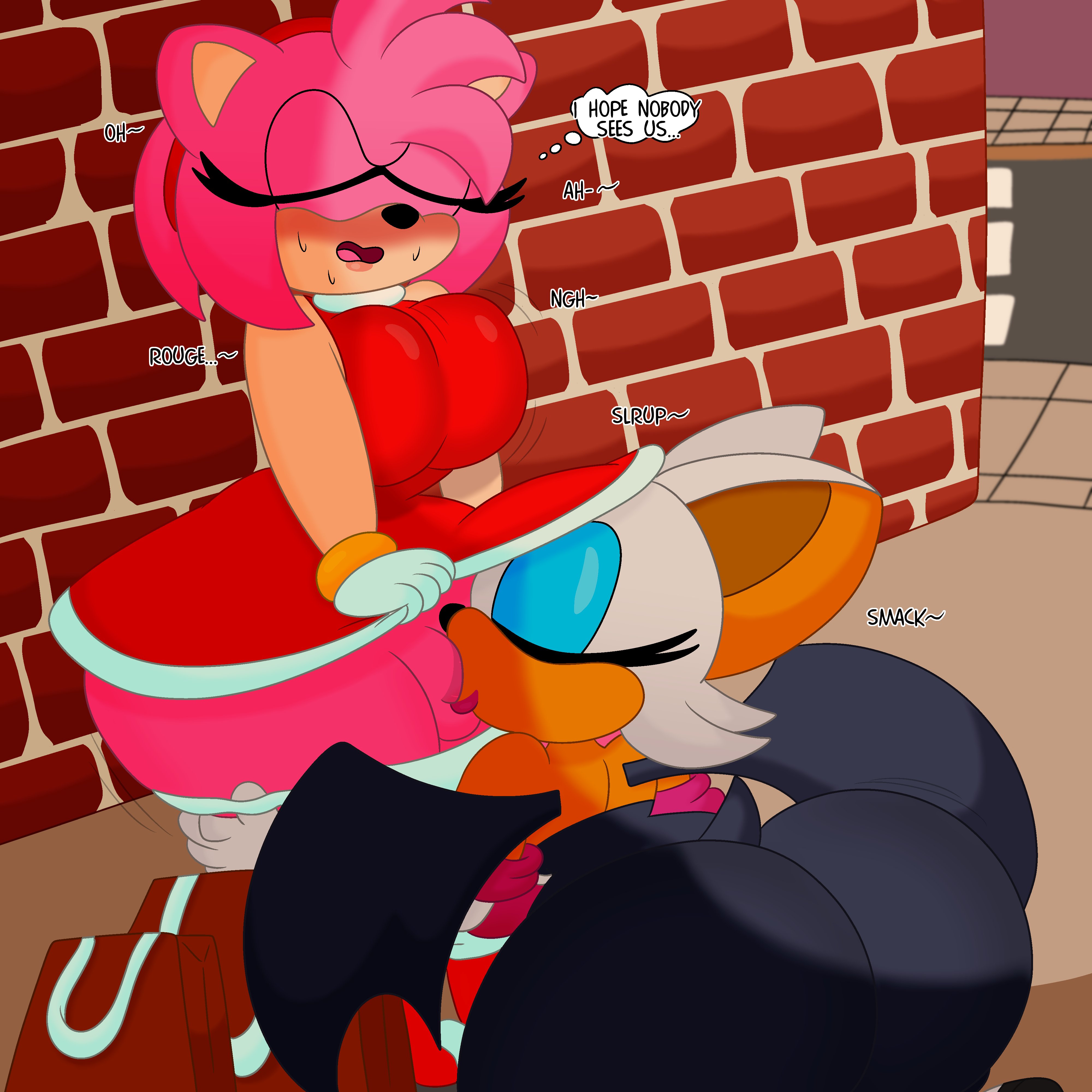 1futa, 2020, 2girls, 3barts, amy rose, ass, big ass, big breasts, blowjob, blue eyeshadow, breasts, eyeshadow, fellatio, female, futanari, intersex, moaning, mobian (species), mobian bat, mobian hedgehog, rouge the bat, sonic (series), sonic the hedgehog (series), tagme, upskirt