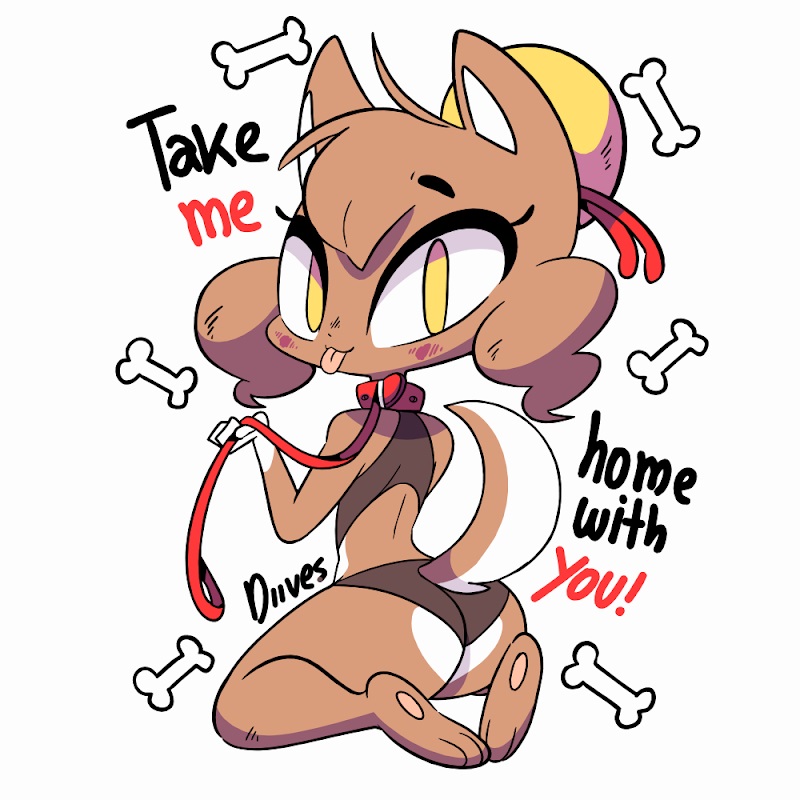 :3, anthro, ass, baozi (diives), black clothing, black panties, black underwear, canid, canine, clothing, collar, diives, english text, female, hair, hair bun, kneeling, leash, looking at viewer, looking back, mammal, panties, paws, solo, text, tongue, tongue out, twintails, underwear, xingzuo temple