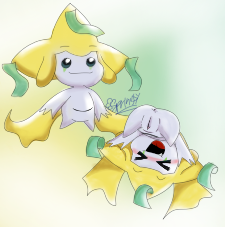 :] blush colored_background cyan_eyes female female_only feral floating jirachi keenspringsy pokémon_(species) pokemon pokemon_(species) pussy upside-down