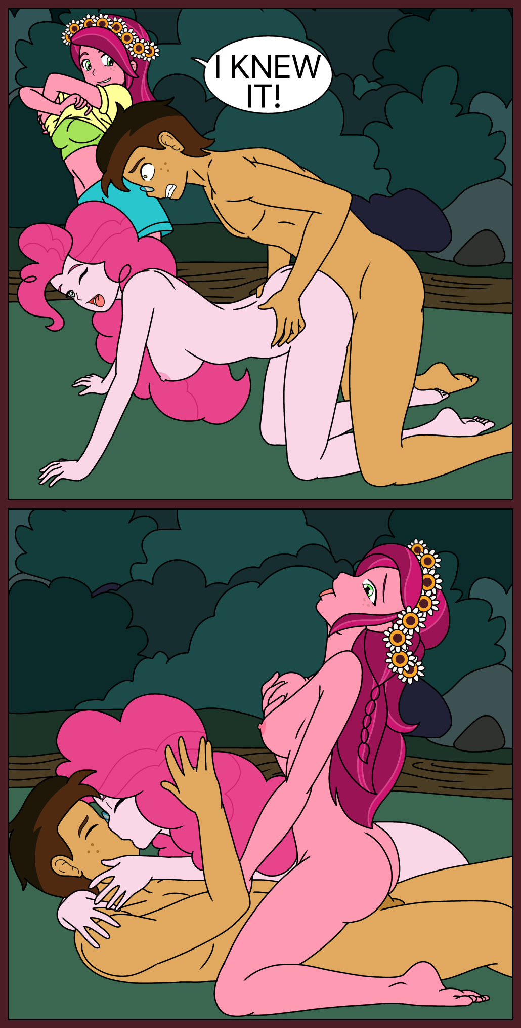 1boy 2girls ahe_gao barefoot breast_grab breasts caught_in_the_act clothed_female_nude_female clothed_female_nude_male comic commission cowgirl_position doggy_style english english_text equestria_girls fan_character female ffm ffm_threesome flower flower_in_hair from_behind gloriosa_daisy_(eg) group_sex hand_on_head hasbro instant_loss_2koma joining_in legend_of_everfree linedraweer lyndor male my_little_pony nude obscured_penetration original_character outdoor_sex outdoors penetration penis pinkie_pie_(eg) pinkie_pie_(mlp) self_fondle sex sideboob speech_bubble straight straight_hair text threesome tongue_out vaginal_penetration