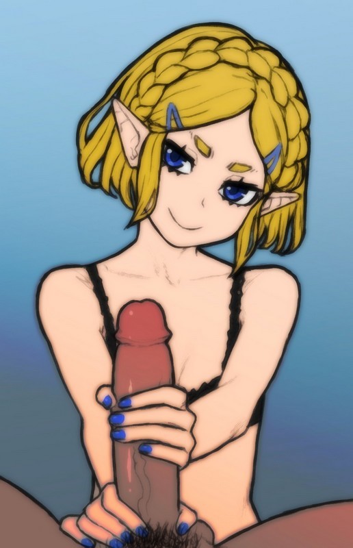 1boy 1boy1girl 1girls big_penis blonde_hair blue_eyes bra curly_hair dark-skinned_male female female_focus handjob holding_penis interracial looking_at_viewer nintendo penis pointy_ears princess_zelda short_hair smile solo_focus tears_of_the_kingdom the_legend_of_zelda wabaki zelda_(tears_of_the_kingdom)