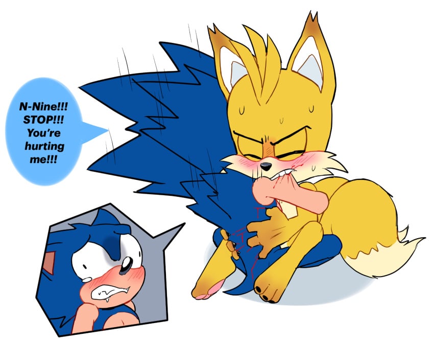 2boys aggressive anal_sex blood fox gay hedgehog male/male muttgirl nine_(sonic_prime) rough_anal rough_sex scratches sonic_prime sonic_the_hedgehog tails_nine