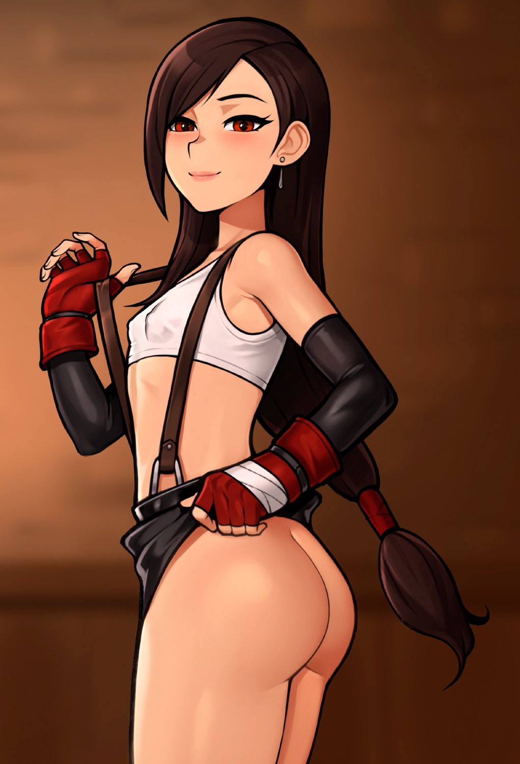 1girls aged_down ass before_sex breasts brown_hair bubble_ass bubble_butt butt_crack cute female final_fantasy final_fantasy_vii final_fantasy_vii_remake flat_chest flat_chested light-skinned_female long_hair loodncrood looking_at_viewer nipple_bulge no_panties pale-skinned_female pale_skin skirt skirt_lift small_breasts smile solo teenage_girl teenager thighs tifa_lockhart true_flat_chest undressing upskirt young young_female young_girl young_woman younger_female