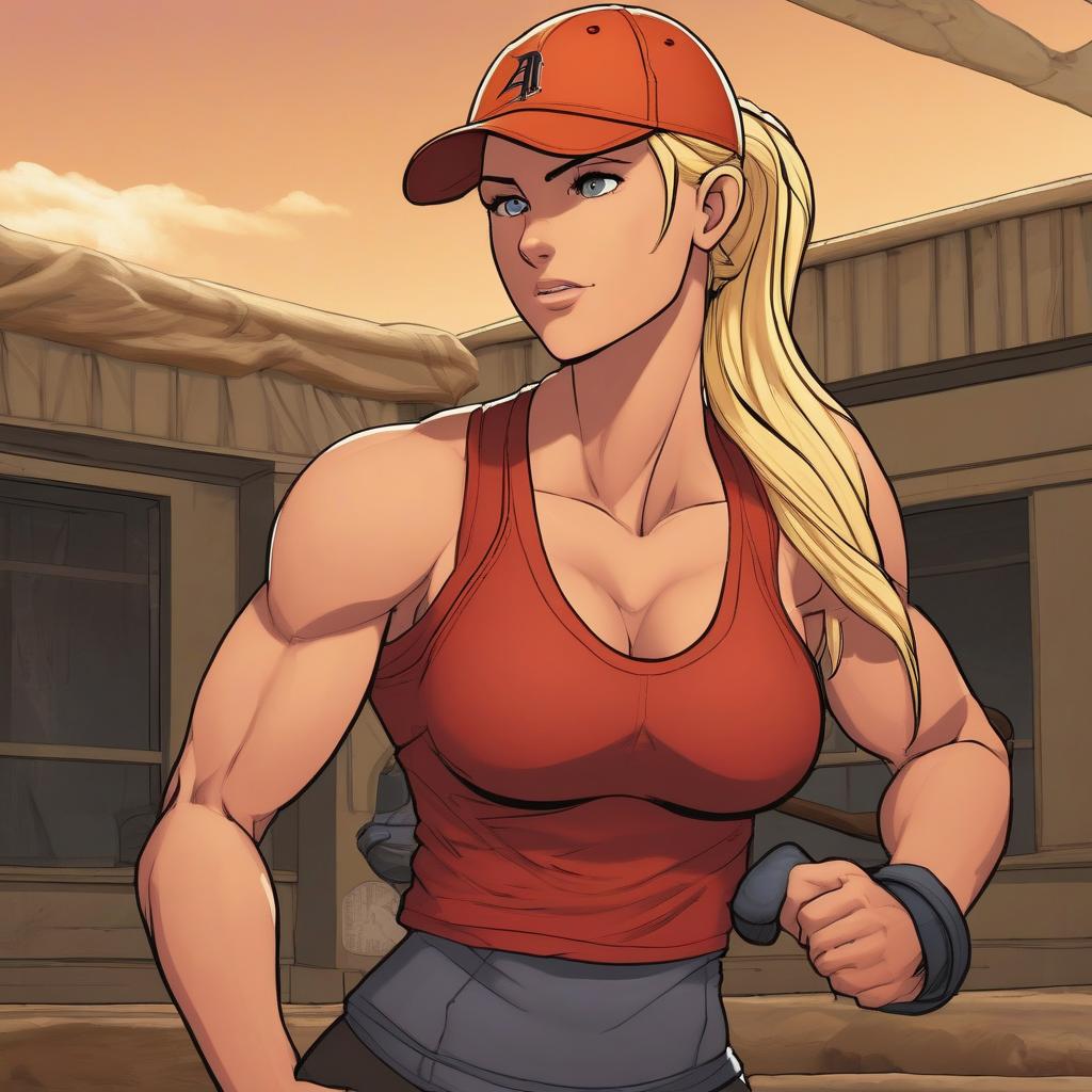 1girls abs ai_generated annabeth_chase blonde_hair cap gray_eyes muscular percy_jackson_and_the_olympians