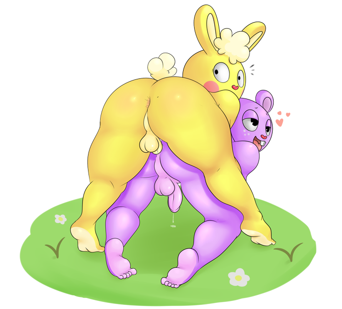 anal anal_sex anal_sex anthro big_ass big_butt bunny caught cuddles_(htf) cum_while_penetrated from_behind from_behind_position gay happy_tree_friends looking_back looking_pleasured orgasm ruruduu toothy_(htf)