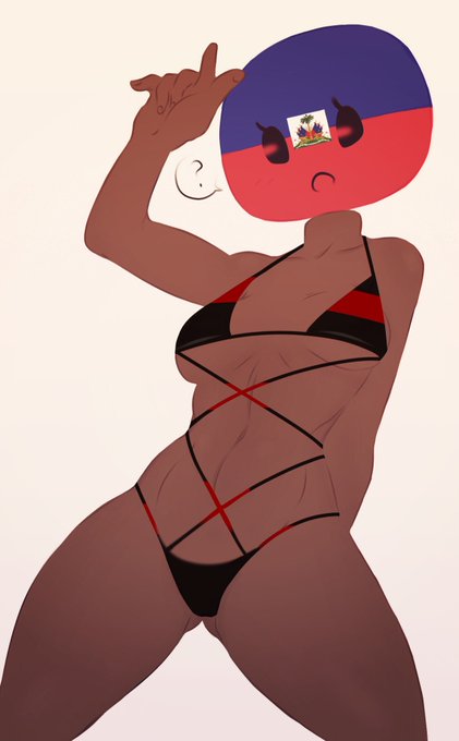 bikini countryhumans countryhumans_girl dark_skin flawsy haiti haiti_(countryhumans) latina questioning