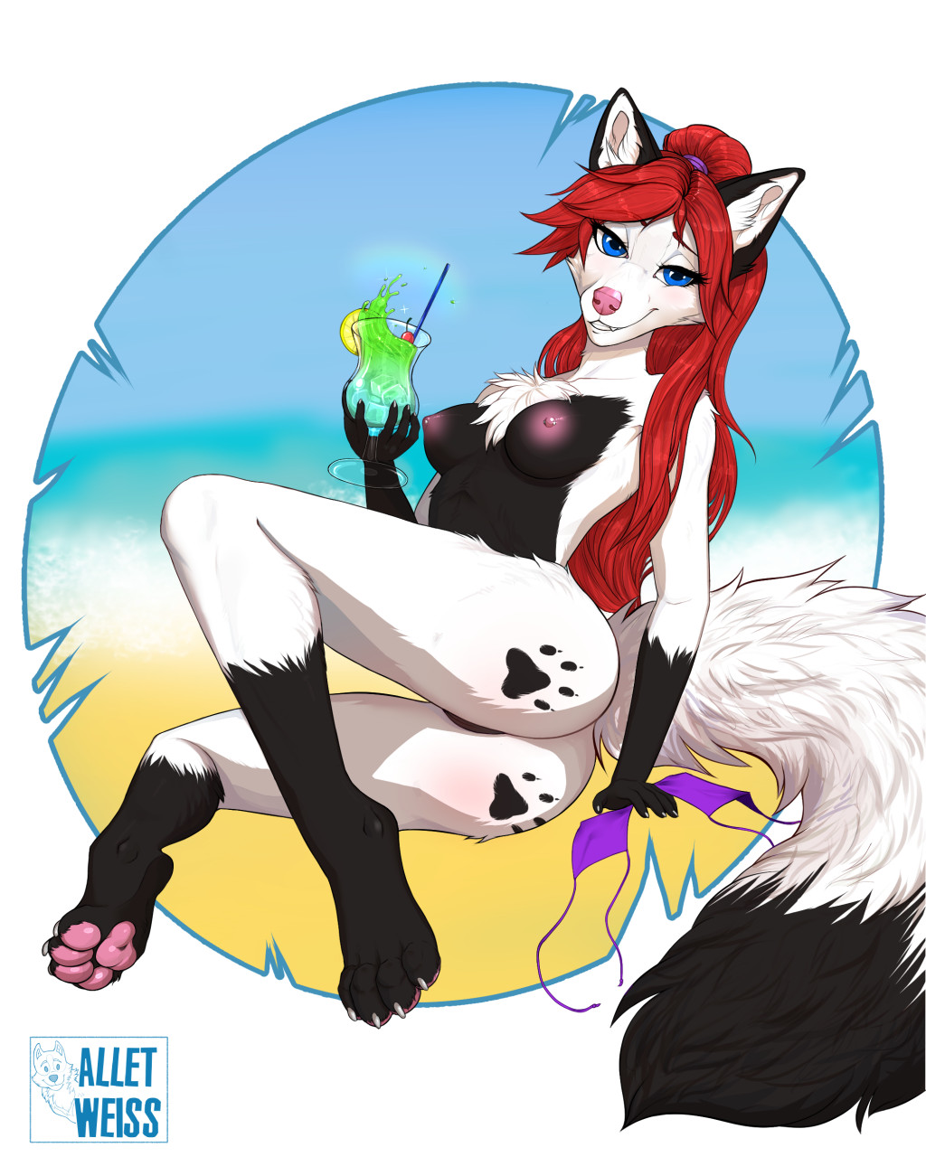 2020 4_toes 5_fingers allet_weiss anthro areola blue_eyes breasts canid canine digital_media_(artwork) eyebrows eyelashes female fingers fox fur furry hair hi_res mammal nipples red_hair smile solo toes